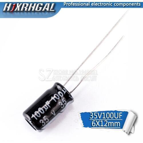 50PCS Higt quality 35V 100UF 6*12mm 100UF 35V 6.3*12 Electrolytic capacitor hjxrhgal