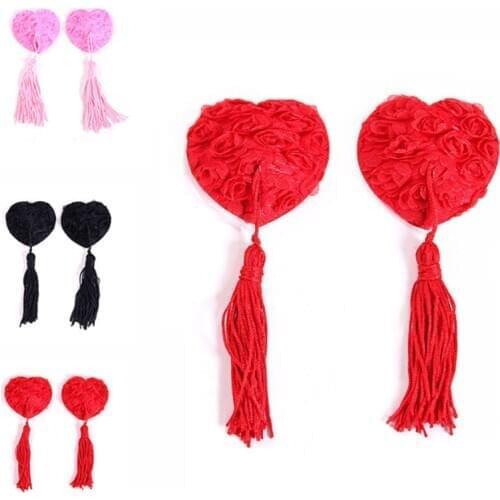 Sex Product Chest Stickers Sexy Sequin Nipple Covers With Tassels Heart Sexy Pasties Stickers Flirting Bdsm Exotic Accessories