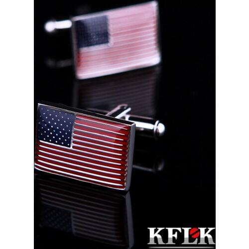KFLK Jewelry American flag french shirt cufflinks for mens Brand fashion Cuff link Wholesale Button High Quality guests