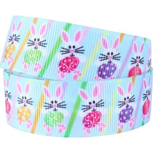 FLRA Ribbon (50yards/lot) Easter celebrating grosgrain ribbon in dancing rabbit patterns