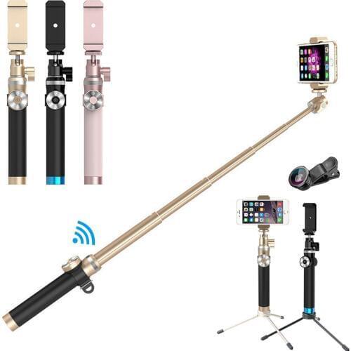 Aluminum alloy Extendable Handheld Bluetooth Selfie Stick Monopod with Tripod For Phone IPhone 5 6 6s 7 Samsung Huawei Xiaomi