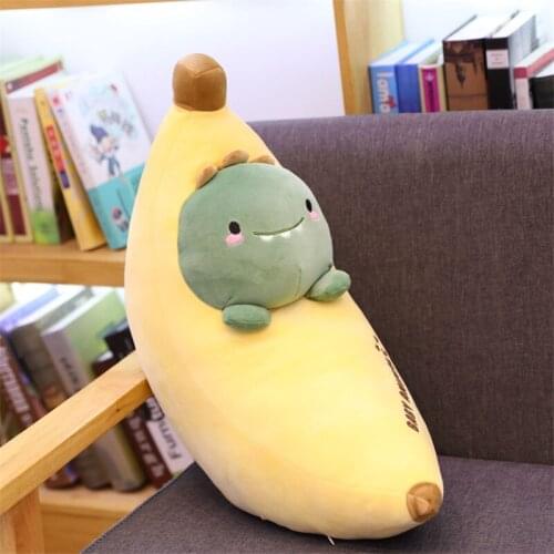 Lmitation Banana Stuffed Toy Creative Transformation Dinosaur Rabbit Pig Sheep Long Pillow Children Doll Birthday Present