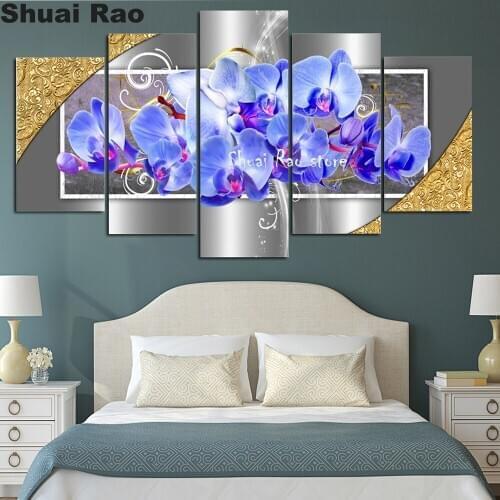 5 pcs Purple silver orchid pictures 5d diy diamond painting full square diamond embroidery mosaic daimond painting sale