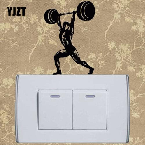 YJZT Mural Decal Bodybuilding Gym Crossfit Workout Bedroom Wall Stickers Vinyl Light Siwtch Decal 8SS-2525