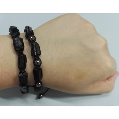 Natutal Raw Rough Black Tourmaline Beads 6mm Hematite Yellow Tiger Eye Stone Adjustable Macrame Unisex Energy Healing Bracelets