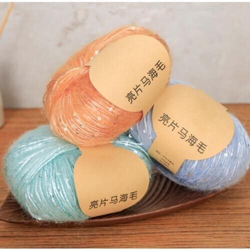 50g/ball New Sequins Mohair Yarn Soft Knitting Yarn for Cloth Colorful Thin Crochet Yarn