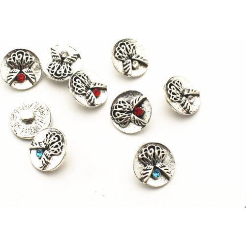 New Arrive 20pcs/lot bird metal crystal alloy button 12mm Snap Buttons Fit DIY Snap Bracelet Snap Button Charms jewelry