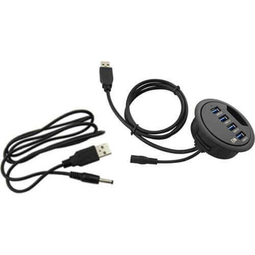 Office Computer Desk Round Hole USB3.0+USB DC Splitter USB Gadgets Converter Laptop/PC/Mac Expansion Interface 4 Port Plug play