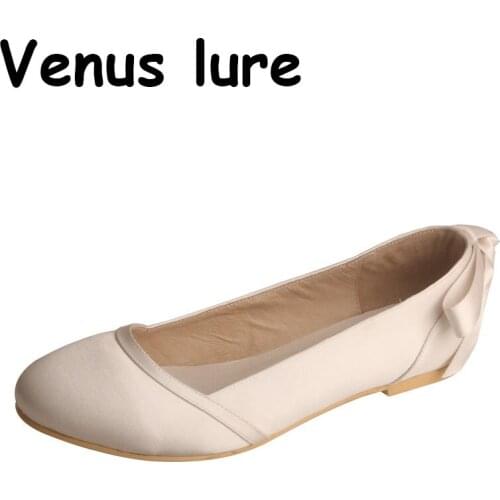 Venus lure Women Flat Bridal Closed Toe Ivory Shoes Wedding Big Size