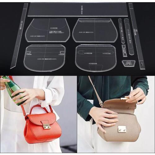 1Set DIY Home Handmade Bag Sewing Acrylic Leather Template Lady Shoulder Handbag Sewing Patterns