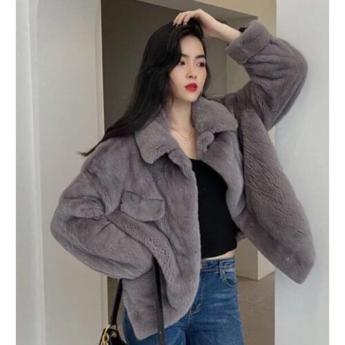 2020 Autumn and Winter Fashion Faux Fur Coat Women Casual Long Sleeve Faux Rabbit Fur Jacket Women Thick Warm Fur Solid Coat