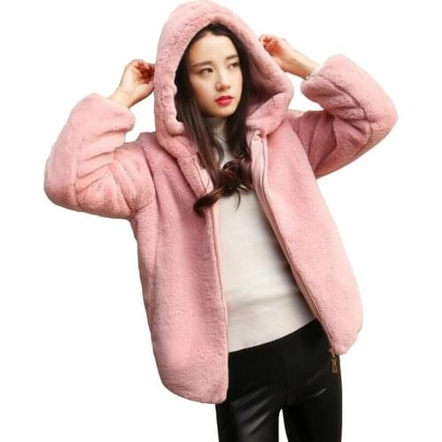 Winter Thick Warm Faux Fur Coat Women Plus Size 6XL Hooded Long Sleeve Faux Fur Jacket Luxury Winter short Fur Coats zipper 3079