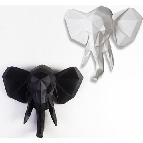 Nordic Creative resin elephant head vintage statue home wall decor crafts elephant head wall decoration animal figurines