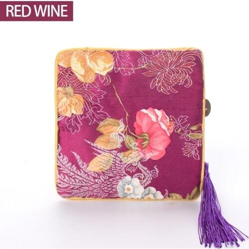 Red Wine Tassel Brocade Chain Jewelry Storage Bag Women Earring Pendent Bracelet Ring Packaging Gift Jewellery Holder Portable