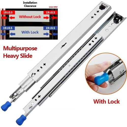 Three-fold Heavy-duty Industrial Drawer Slides With Lock 53 mm Slide Rail Load 120KG 36 -60"Inch Guide Rail Industrial Slide
