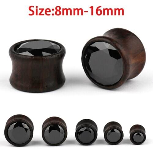 2PCS 8-16mm Ear Gauges Wood Inlaied Zircon Ear Tunnels Plugs Piercing Jewelry Ear Stretchers Expander Plugs and Tunnels Jewelry