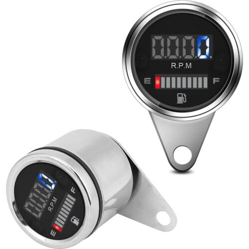 Universal 12V 2 In 1 Motorcycle Digital LED Speedometer Tachometer Oil Fuel Gauge Fully Electronic Digital Display