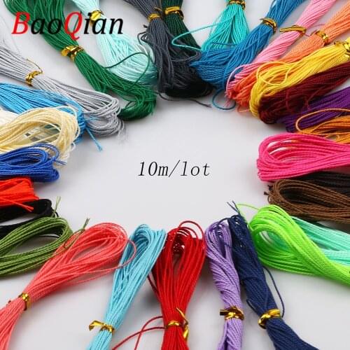 10m/lot Random Color Waxed Cotton Cord Rope For Necklace Bracelet Jewelry Making String Beading Clothing sewing Accessories 1MM