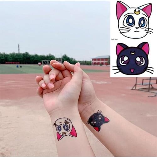 Waterproof Temporary Tattoo Stickers Lover Sweet Cat fake Tattoo Geometric animal Flash Tattoo Hand Back Foot for Girl Women Men