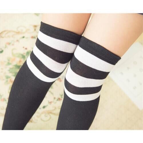 Women stripe Stockings Sexy Over Knee Anime Accesories Lolita Socks B436