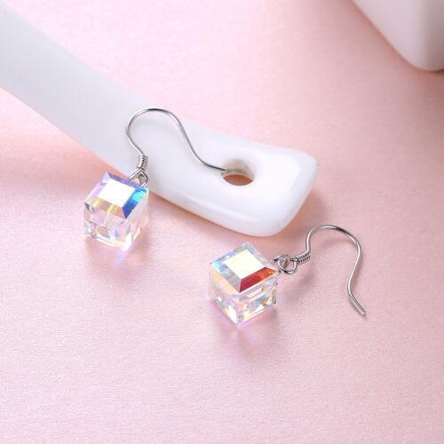 2021 New 925 sterling silver 100% Original Crystals From Swarovskis Sweet Sugar Crystal Earrings Simple Temperament Fit Party