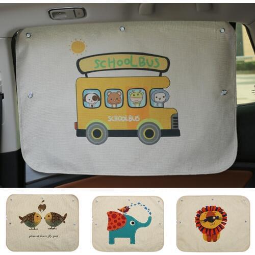 1pc Cartoon Car sun protector Side window sunshade curtain Summer Adjustable sunscreen Baby shade solar UV foils