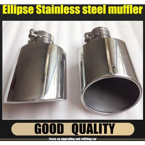 1 PCS Oval Slanted Car Exhaust Tips Stainless Steel Exhausts Oval Pipes Car Stainless Muffler Pipe for Universal Tips
