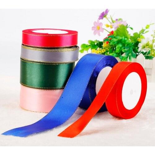 25 yards/roll 20mm 38mm Gold Edge Ribbon Satin Ribbons High Quality Gift Packaging Ribbons Gift Wrapping Christmas ribbons