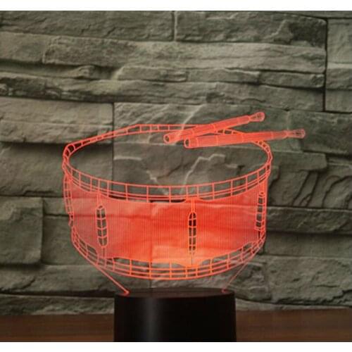 3D LED Night Light Drum with 7 Colors Light for Home Decoration Lamp Amazing Visualization Optical Illusion Awesome