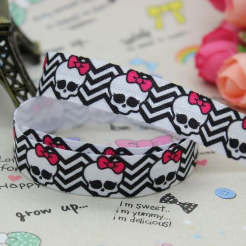5/8 inch Free shipping Fold Over Elastic FOE printed ribbon headband diy decoration wholesale OEM B109