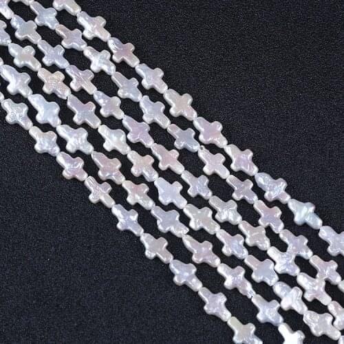 8.5*13*3.5mm cross pearl freshwater white pearl strand