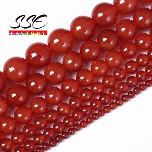 AAAAA Natural Red Agates Round Onyx Loose Beads Natural Stone Bead 15" 4 6 8 10 12 14 16MM For Jewelry Making DIY Charm Bracelet