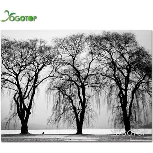 Diy Diamond Painting Tree scenery Black and white decor Mosaic Drill Resin Full Square Embroidery 3D Cross Stitch Kit YY4506