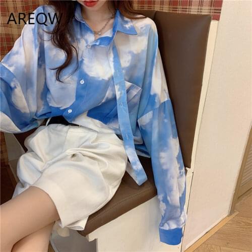 Женские голубые рубашки AREQW China At AliExpress