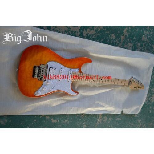 Free shipping new Big John double wave electric guitar with flower pickup guard board in orange F-1860