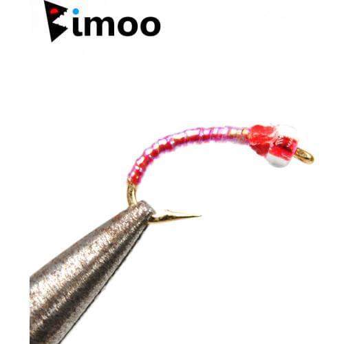 Bimoo 10pcs #14 Midge Chironomids Disco Red Black Color Bead Larva Beadhead Nymphs Fly Fishing Flies / Bait / Lure / Hegene