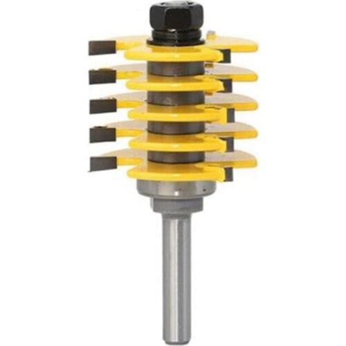 HOT 1Pc Box Joint Router Bit Adjustable 5 Blade 3 Flute 8Mm Shank for Wood Cutter Tenon Cutter for Woodworking Tools