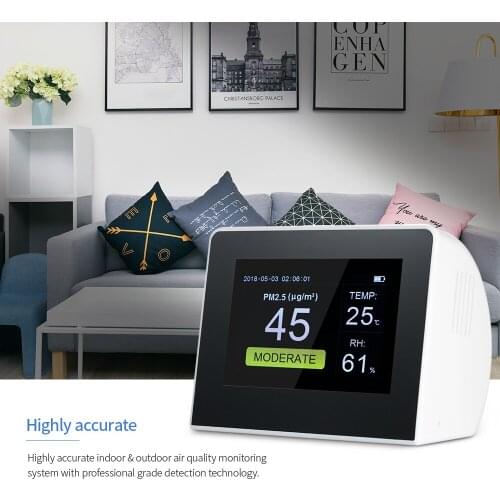Digital Air Quality Detector Multifunctional Indoor Outdoor HCHO & TVOC Tester CO2 Meter CO2 Monitor with Rechargeable Battery