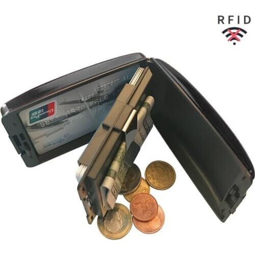 Men RFID Anti-Theft Credit Card Holder Cards Case Pocket Wallet Organizer Durable and lightweight Black and Silver