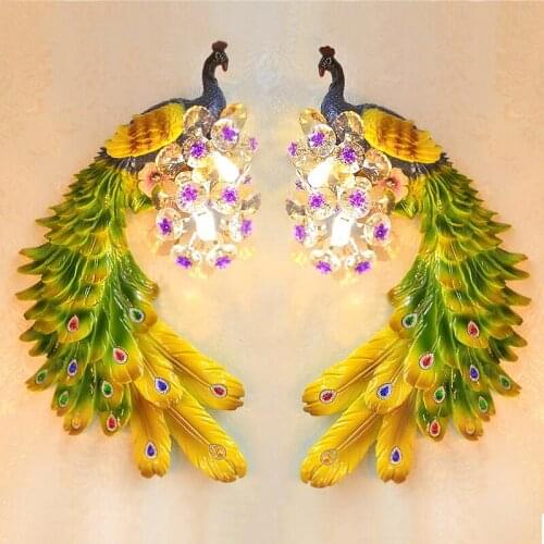 European pastoral peacock Wall lamp living room background wall lamp Hotel Club KTV creative lamps and lanterns bedroom lights