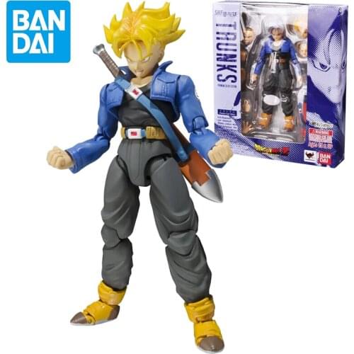 Bandai SHF Dragon Ball 14cm Trunks Original Color Version Anime Model Action Figure Doll Decoration Toy Childrens Birthday Gift