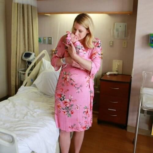 Maternity Robe with Matching Baby Set Muslin Newborn Swaddle Blankets