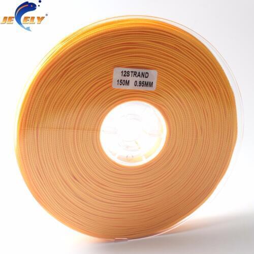 Jeely 150m 300LB 140KG 0.95MM 1MM 12Strand UHMWPE Spectra Hollow Braid Rope Fishing Line Orange Color 150M Spool