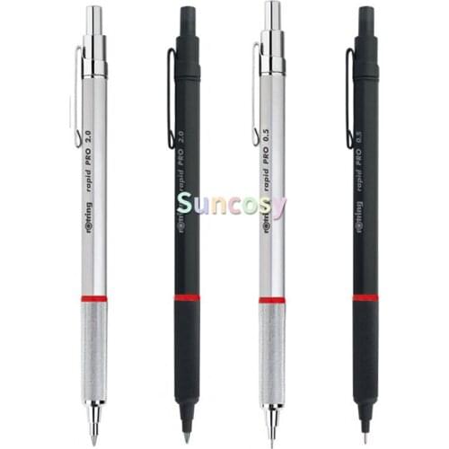 ROtring Rapid PRO Mechanical Pencil, 0.5mm, 0.7 mm, 2.0mm ,Matte Black/Silver, Professional Tool for Sketching and Drawing