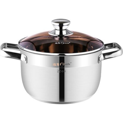Stainless steel soup pot household thickening gas cooker general porridge pot noodle double ears boiling water