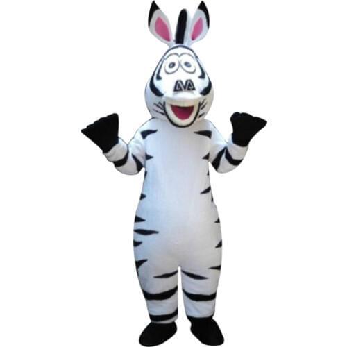 High quality adult size in Zebra Madagascar Marty Mascot Costume With Fan & Helmet Free Shipping