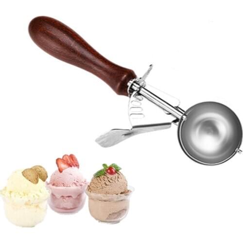 Redwood Stainless Steel Ice Cream Scoop Tool Cookie Scoop Icecream Spoon Kitchen Gadgets Sticks Potatoes Watermelon Fruit Padauk