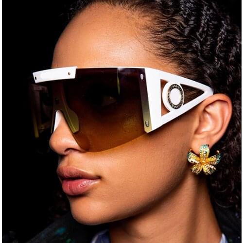 2021 Fashion Luxury Oversized Square Sunglasses Men Women Vintage Metal Big Frame Semi-Rimless Integrated Dark Glasses Neutral