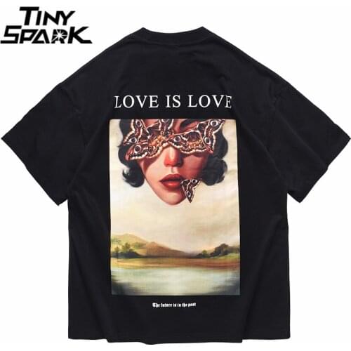 Hip Hop Men T-Shirt Streetwear Butterfly Girl Letter Print T Shirt 2021 Summer Short Sleeve Tshirt Harajuku Cotton Casual Shirt