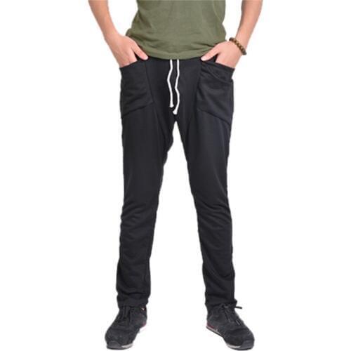 Mens Regular Fit Sports Harem Pants Bag Jogging Trousers Black/Dark Gray